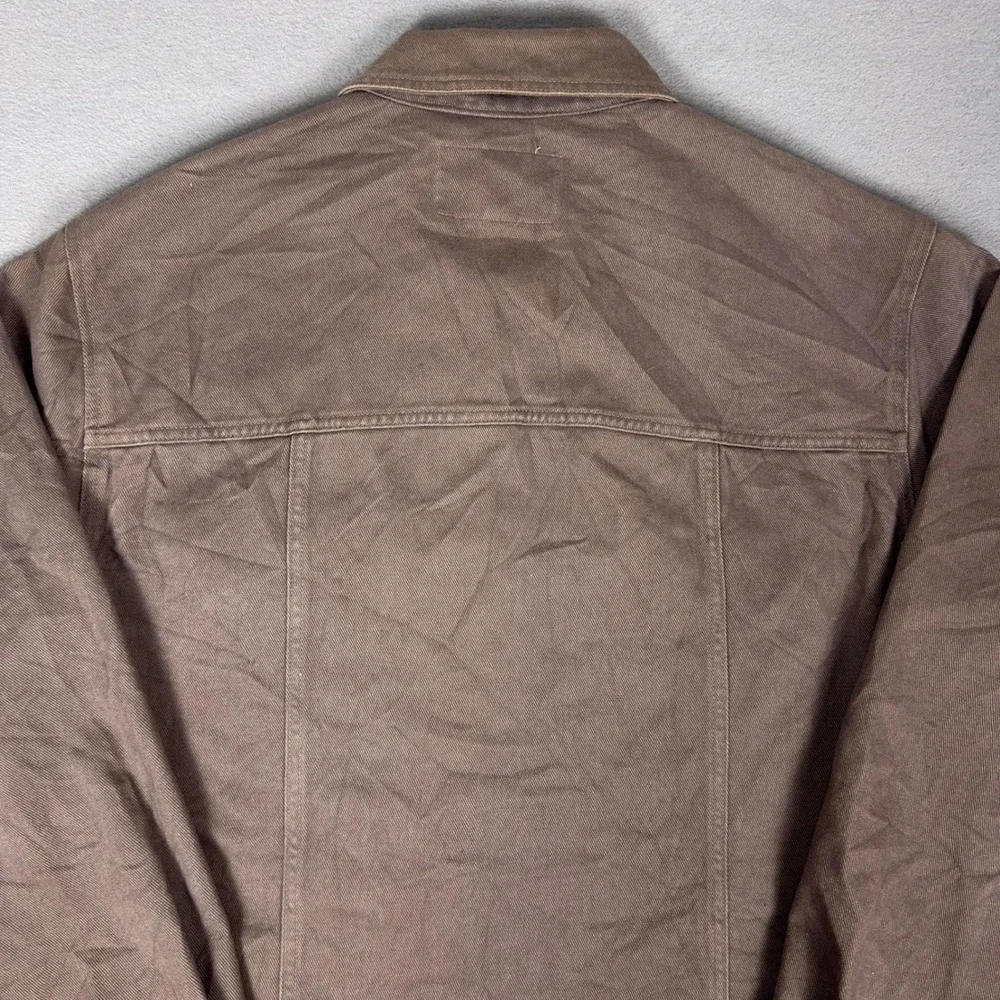 Vintage 90s Guess Jeans USA Brown Denim Trucker Jacket Made in USA Mens L - Picture 4 of 9